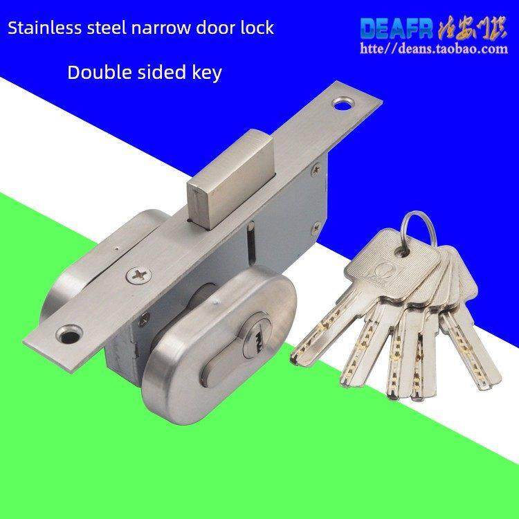 不锈钢肯德基门锁铝合金有框门锁有框玻璃门地锁双开门断桥商铺锁