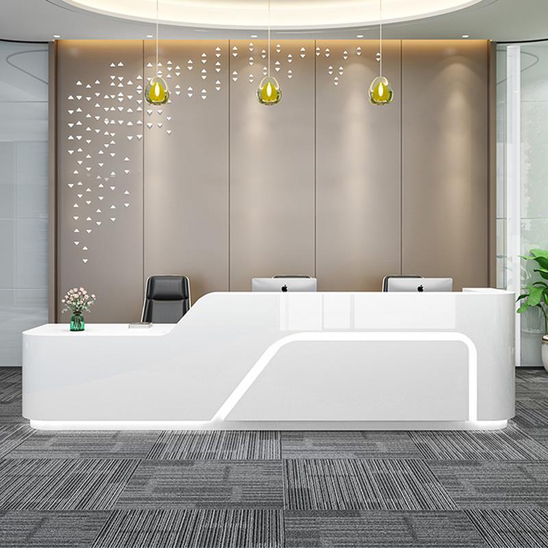 公司前台接待台烤漆前台简约现代前台办公桌美容院收银柜台柜台吧