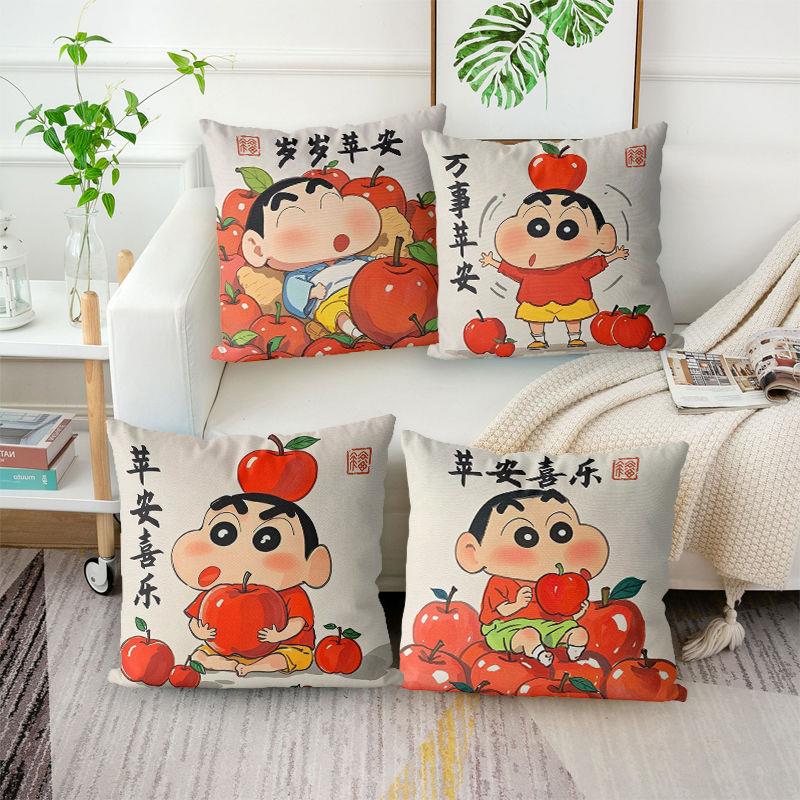 蜡笔小新平安喜乐十字绣抱枕满绣精准印花三边拉链手工自绣材料包