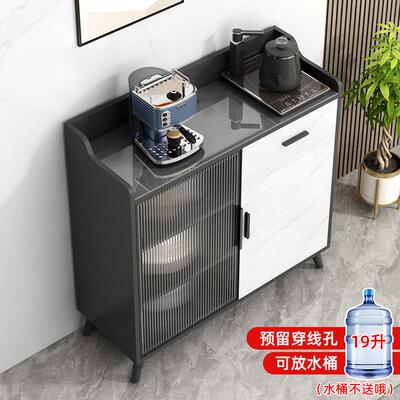 岩板餐柜靠墙一体客厅定制收纳柜现代简约厨房轻奢玻璃门茶水柜