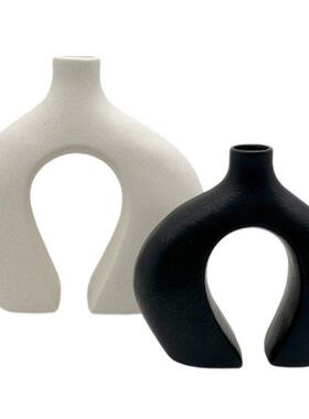 样板间客厅书柜简约创意软装摆件家居饰品曲形陶瓷雕塑BJ115-4-83