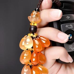 可爱 汽车钥匙挂件女士高档精致扣锁匙链串钥匙圈吊坠玉石饰品韩版