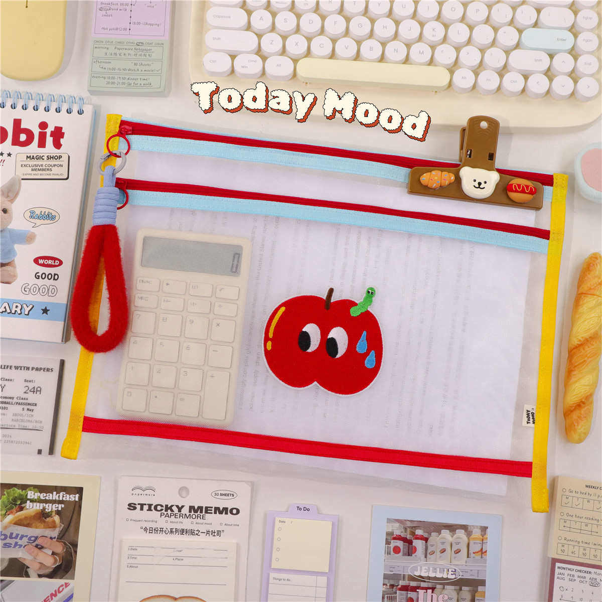 今日心情A4文件袋拉链式大容量手提透明双层分类产检收纳袋文件夹,文具电教/文化用品/商务用品,文件袋/资料袋/试卷收纳袋,淘宝优惠券,粉丝福利购,淘宝优惠卷