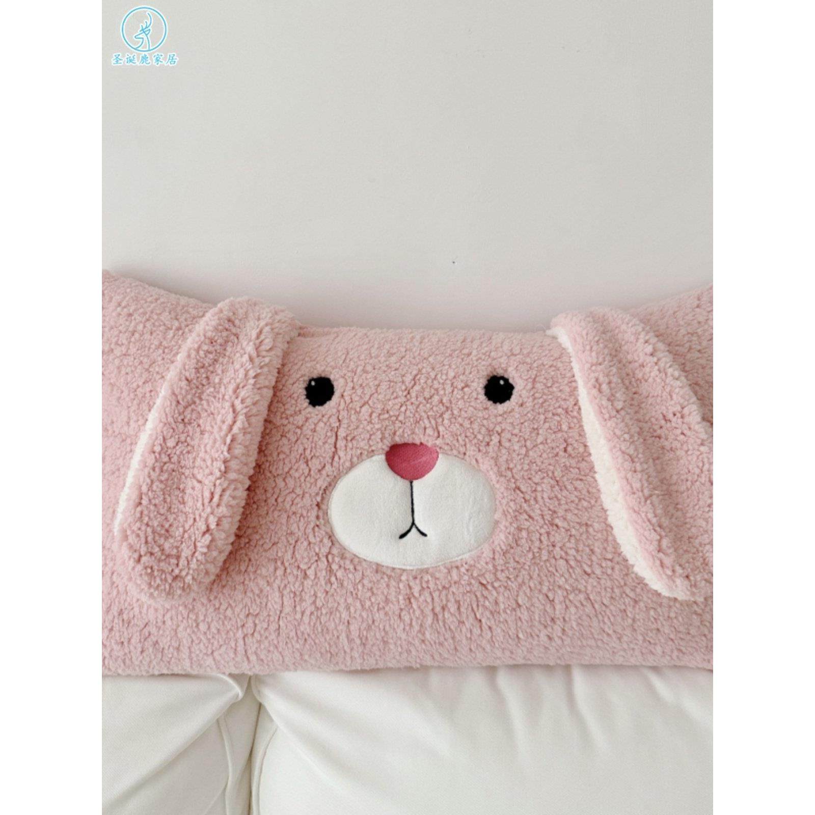 可爱卡通儿童少女心加厚羊羔绒单枕套冬季保暖单人枕头套48*74cm