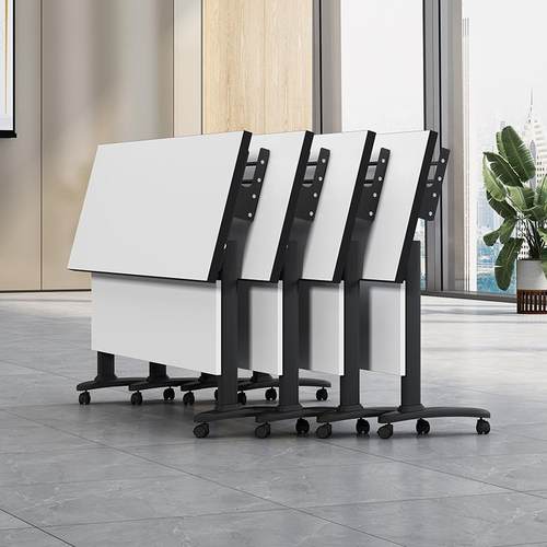 折叠会议桌培训桌椅组合套装翻板桌可移动折叠桌侧翻桌培训桌子