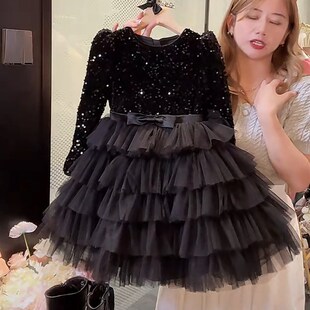 23秋冬新款 女宝宝洋派蛋糕公主裙子 黑天鹅 女童高定b礼服洋装