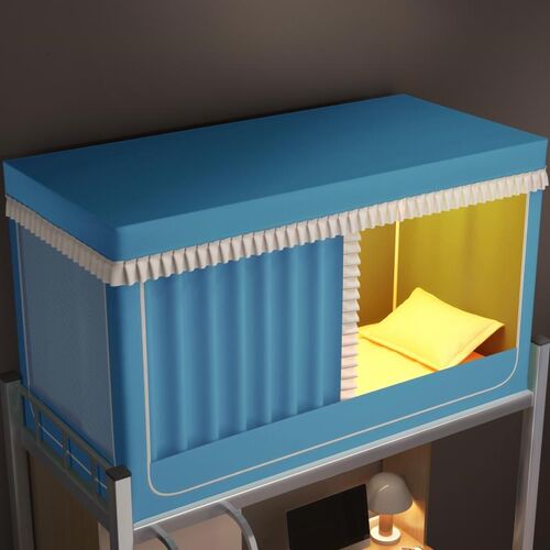 上下铺学生e加厚床帘蚊帐一体式带支架遮光布防蚊三开门宿舍寝室