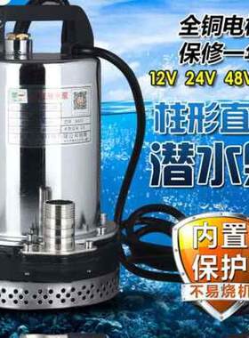 插在电动车上专用水泵抽水机潜水泵y低压48v60v12v24伏直流夹电瓶
