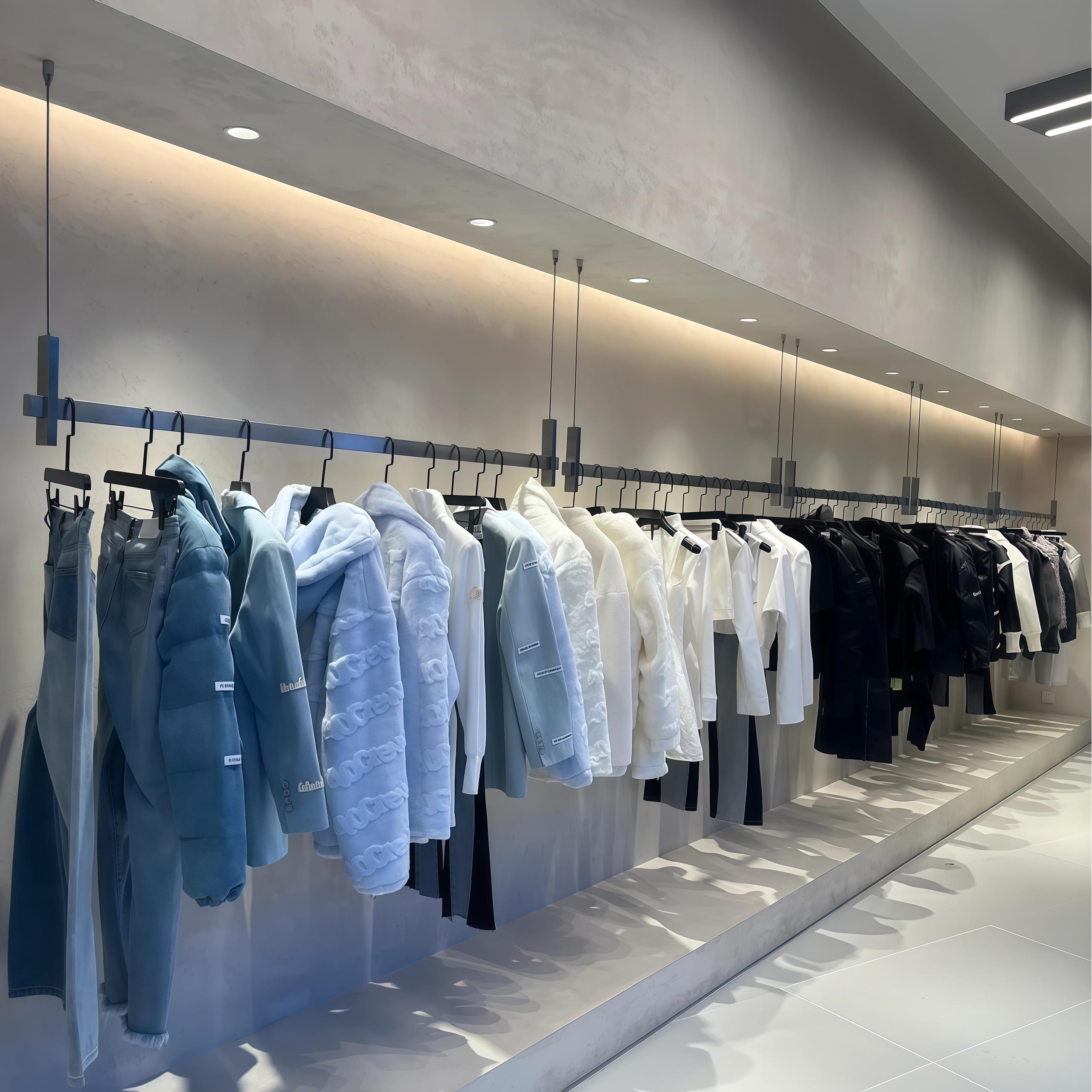 服装店展示架钢丝绳悬挂吊架橱窗挂衣架可调节婚纱礼服工业风货架