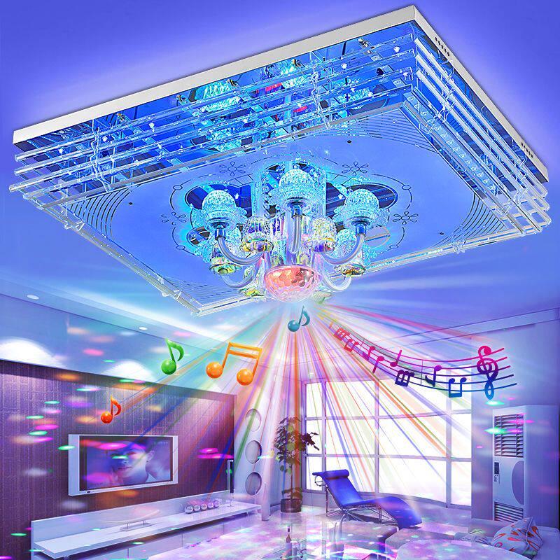 客厅灯水晶吸顶灯2024新款现代简约大气家用卧室餐厅led七彩变色