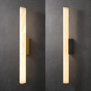 轻奢大理石全铜壁灯现代新中式客厅背景壁灯设计师卧室床头条形壁