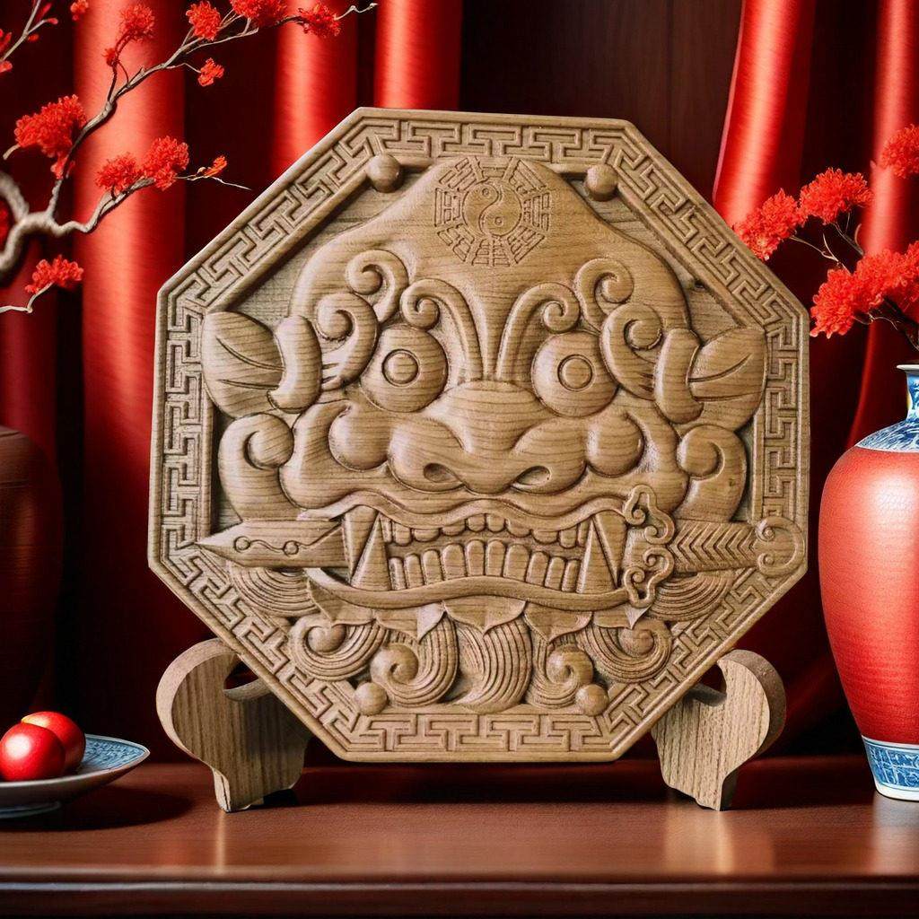 桃木狴犴兽头八卦镜挂件狮咬剑虎头兽头虎头镜厕所卫生间门对门,家居饰品,国学摆件,淘宝优惠券,粉丝福利购,淘宝优惠卷