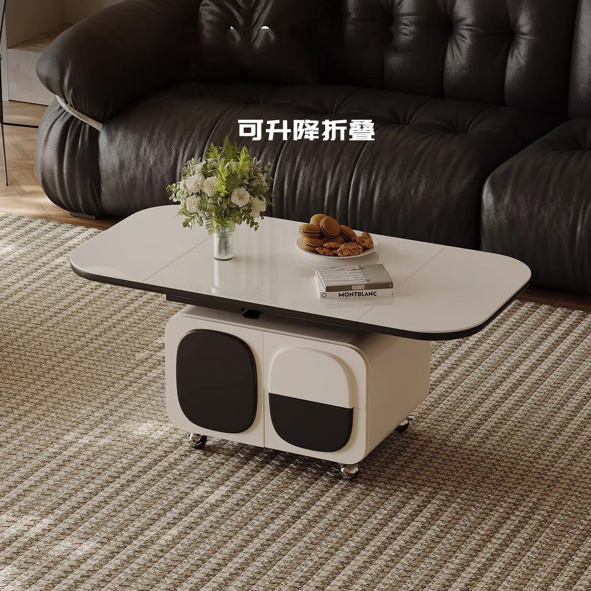 可移动升降熊猫边几意式极简岩板茶几现代简约客厅家用茶几小桌子