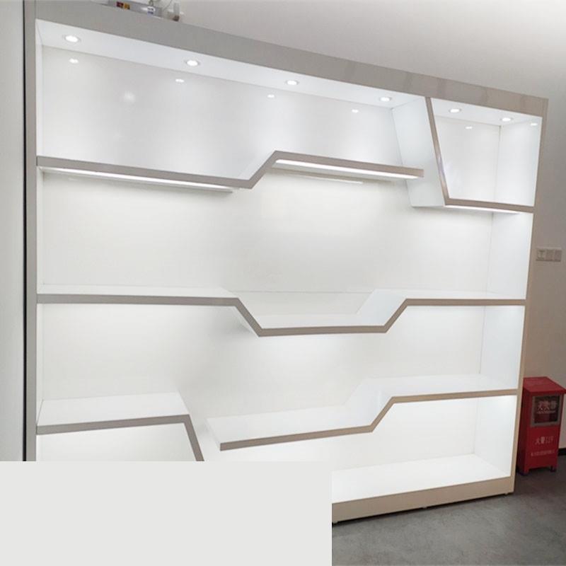 货架吊柜美容院定制异形科技感潮玩公司形象墙展台烤漆荣誉展柜