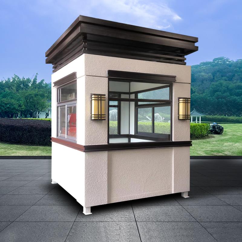 真石漆岗亭保安亭户外成品移动不锈钢结构门卫值班室治安形象站台