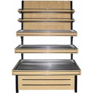 钱大妈生鲜超市蔬菜水果多层货架不锈钢果蔬架钢木结合果蔬展示架