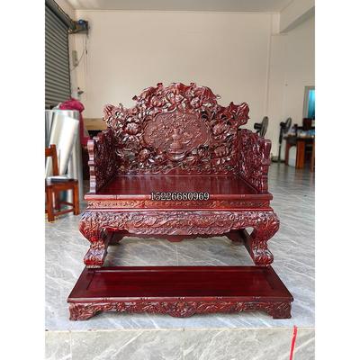 中式实木莲花宝座太师修禅打坐椅主人椅办公椅明清古典家具荷花椅