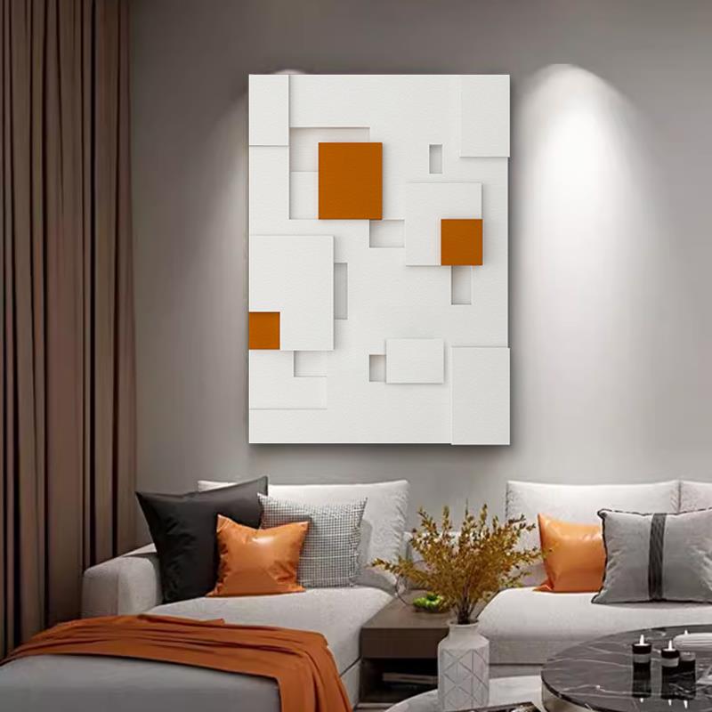 侘寂风3D大气客厅沙发背景墙挂画立体浮雕抽象高档墙画玄关装饰画