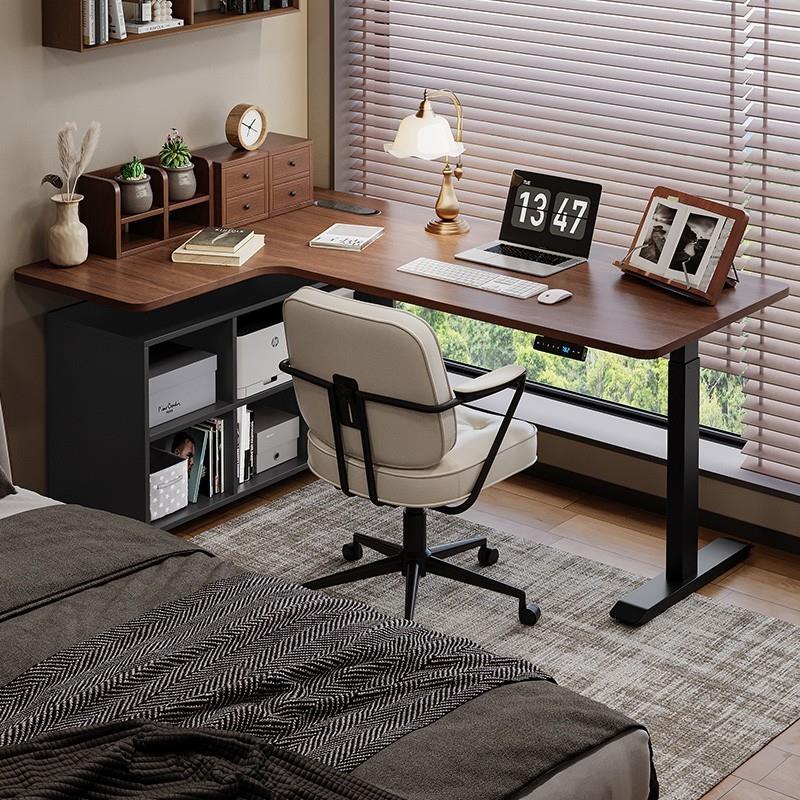 wework转角电动升降桌L型书桌实木电脑桌电竞桌家用办公桌工作台
