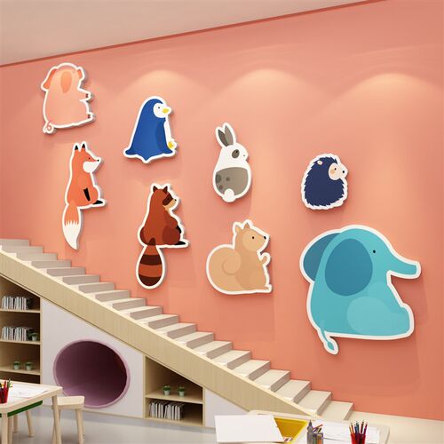 幼儿园环创主题墙成品布置卡w通动物文化背景形象墙面贴画材料装