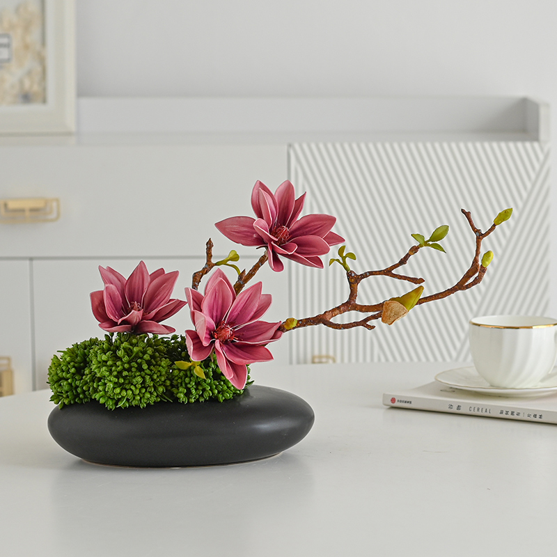 圆形酒店餐桌中间摆花饭厅圆桌桌花宴会装饰花艺会议室桌面摆件花