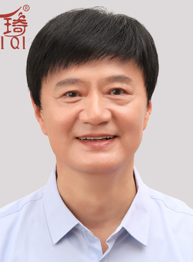 假发男短发短直发真发中老年全头套帅气男士真人发丝发套递针手织