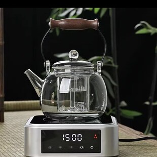 透黑色玻璃星空提梁壶高硼硅玻璃蒸煮过滤一体内胆泡茶壶煮茶壶