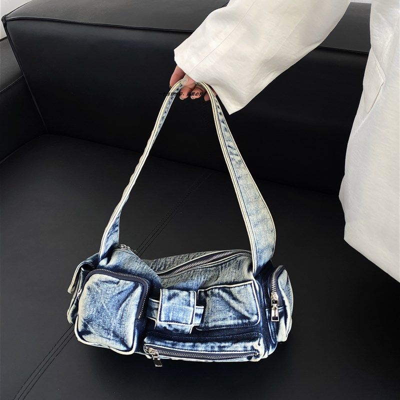 小众设计包包水洗牛仔包包多口袋酷飒工装炸药包单肩腋下包手提包,箱包皮具/热销女包/男包,通用款女包,淘宝优惠券,粉丝福利购,淘宝优惠卷