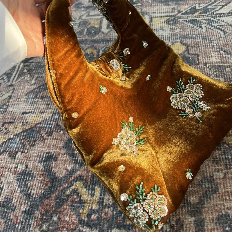 真丝丝绒手拎包女春季新款钉珠刺绣包包新中式女包百搭复古手拿包,箱包皮具/热销女包/男包,手拿包,淘宝优惠券,粉丝福利购,淘宝优惠卷