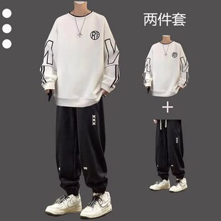 潮流帅气上衣男生套装秋冬季学生运动高中初中生卫衣男装一套搭配