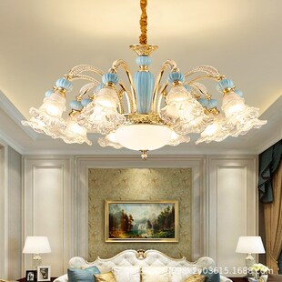 欧式吊灯陶瓷客厅灯朝下2023z年新款现代简约大气家用卧室餐厅灯