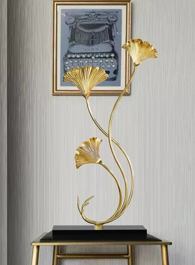 纯铜银杏叶创意摆件现代轻奢客厅电视柜茶几玄关酒柜北欧式装饰品