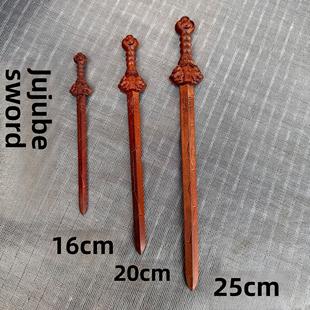 剑发夹龙虎旧料天师剑雷击枣木全木一体化雕花发夹桃木太极五行用