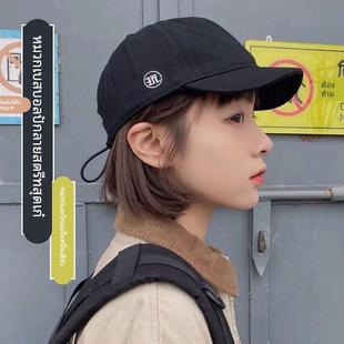 国潮短檐棒球帽假发一体女短发小头围波波头2025新款百搭光头化疗