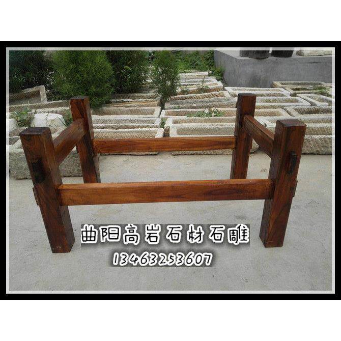 老石槽实木架子老石磨茶台桌脚木架石头花盆鱼缸流水景观实木支架