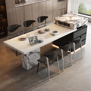 宝格覆古风丽岛台餐桌一体可伸缩岩板倒台可定制高级感轻奢导台
