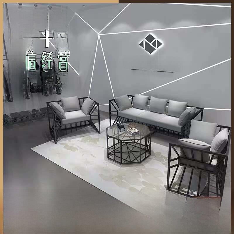 布艺铁艺沙发茶几组合小户型办公室接待民宿店铺现代简约北欧风格