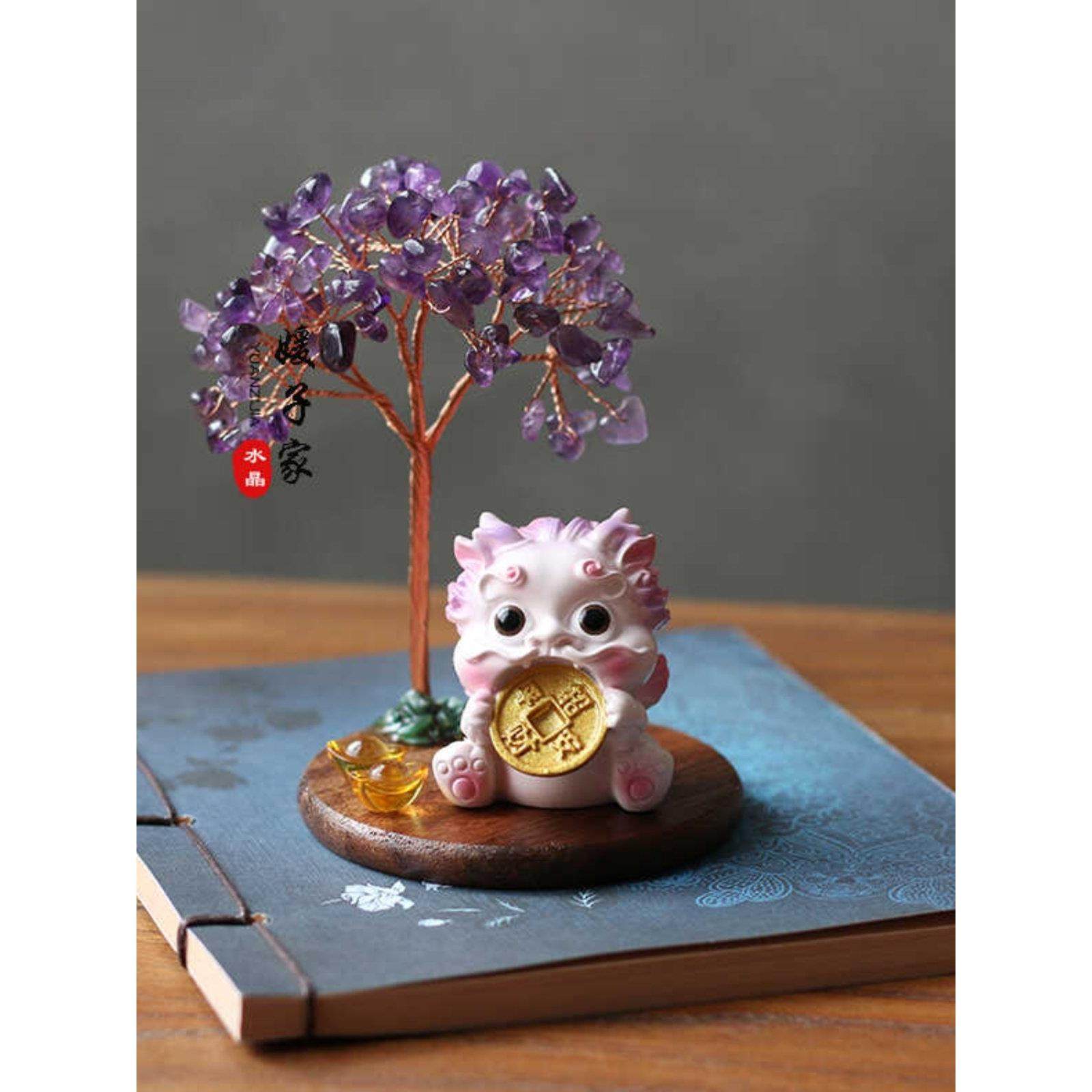 天然水晶黄水晶紫水晶粉晶招财貔貅发财树摆件居家办公桌面摆饰,家居饰品,装饰摆件,淘宝优惠券,粉丝福利购,淘宝优惠卷