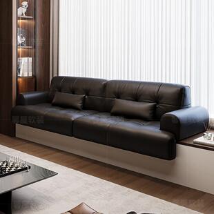 意式极简直排真皮飘窗沙发定制飘窗垫窗台垫卧室改造沙发小户型
