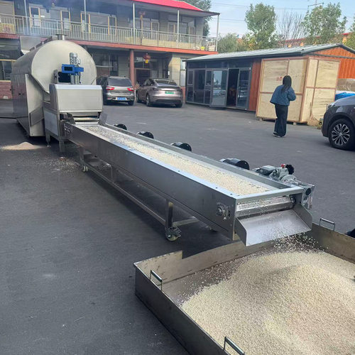 定制大型炒糯米流水线设备 连续式炒米机 商用型电磁炒货机炒米机