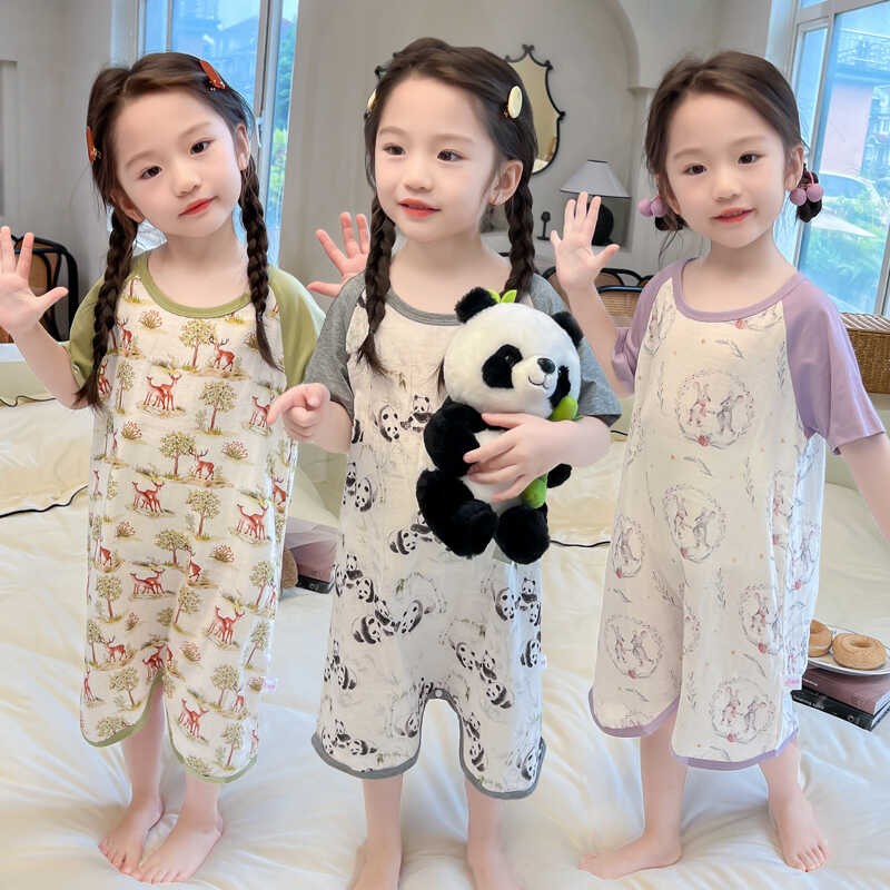 婴幼儿睡衣防着凉夏季薄宝宝睡袋男女童纱布家居服防踢Z被儿童睡