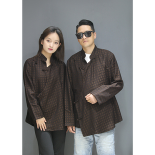 新款藏装上衣男士夏季长袖藏服外套女春秋休闲情侣装民族风唐装潮