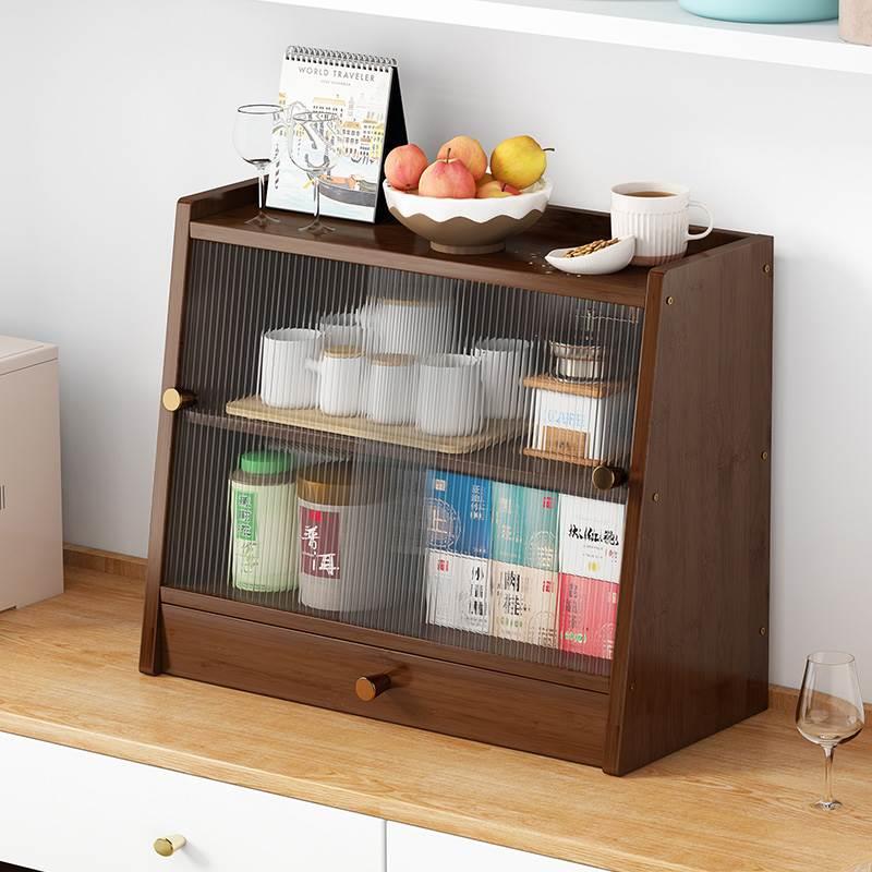 茶室茶叶架茶具咖啡杯子收纳柜桌面置物架办公室餐桌储物柜子家用