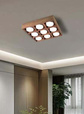 客厅无主灯照明实木现代简约卧室灯斗胆灯射灯lQed筒灯天花吸顶灯