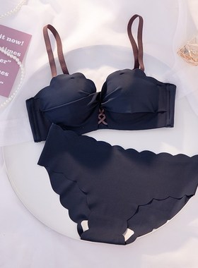 内衣女光面薄款小胸聚拢调整型胸罩上托bKra无钢圈防下垂文胸套装
