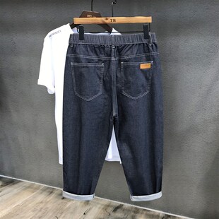 九分裤 7oz超轻磅水洗冰丝高端休闲牛仔裤 薄款 宽松直筒夏季 子 男士