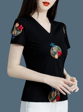 黑色针织衫韩e版短款洋o气小衫收腰女上衣2023夏季新款女装V领夏