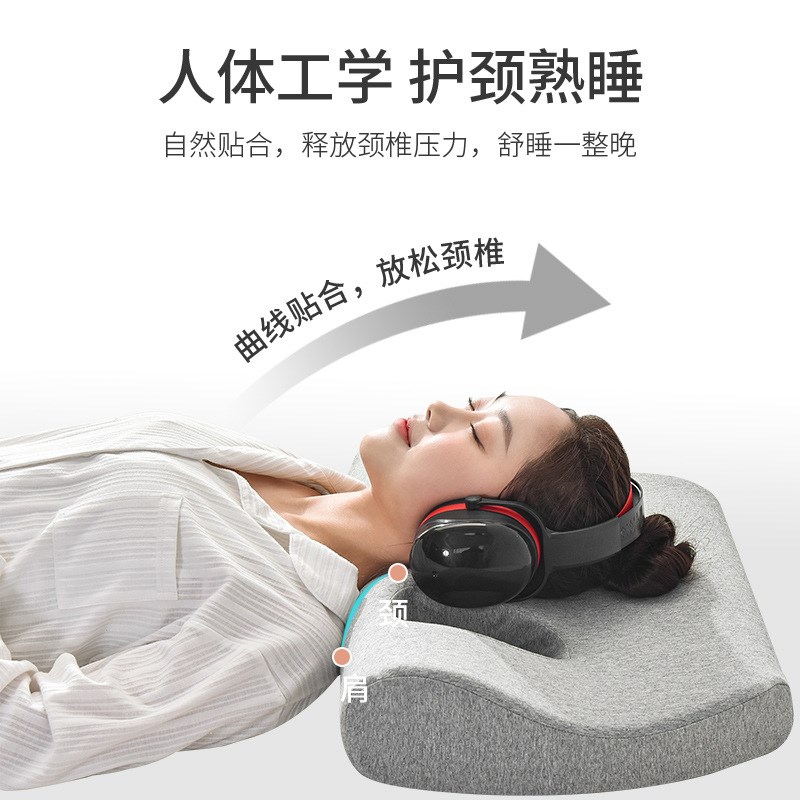 纳耳枕头不压耳3M隔音耳机适配专用孔洞单人护耳记忆棉护颈枕芯图片