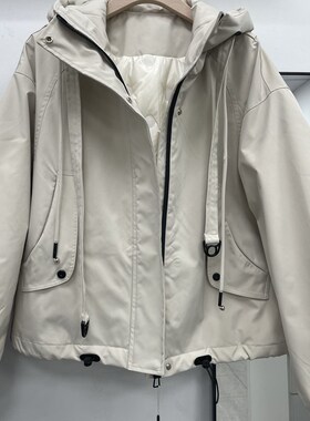 97191抽绳连帽m羽绒服女冬季2024新款羽绒冲锋衣外套轩轩魅丽依族