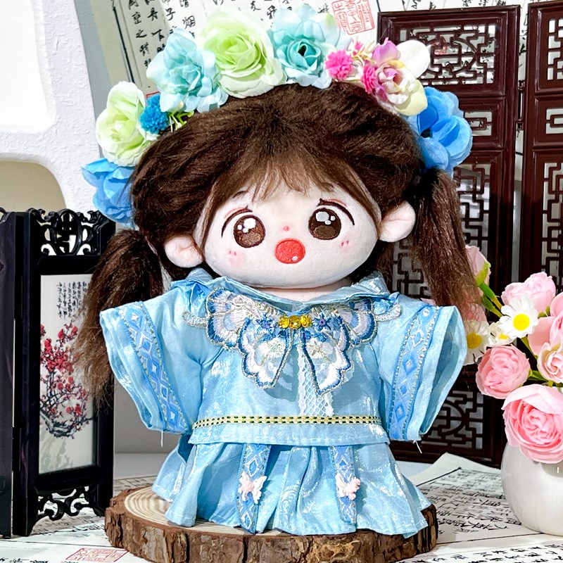 新款棉花娃娃衣服20cm娃衣簪花汉服旗袍套装玩偶公仔换装着替配饰